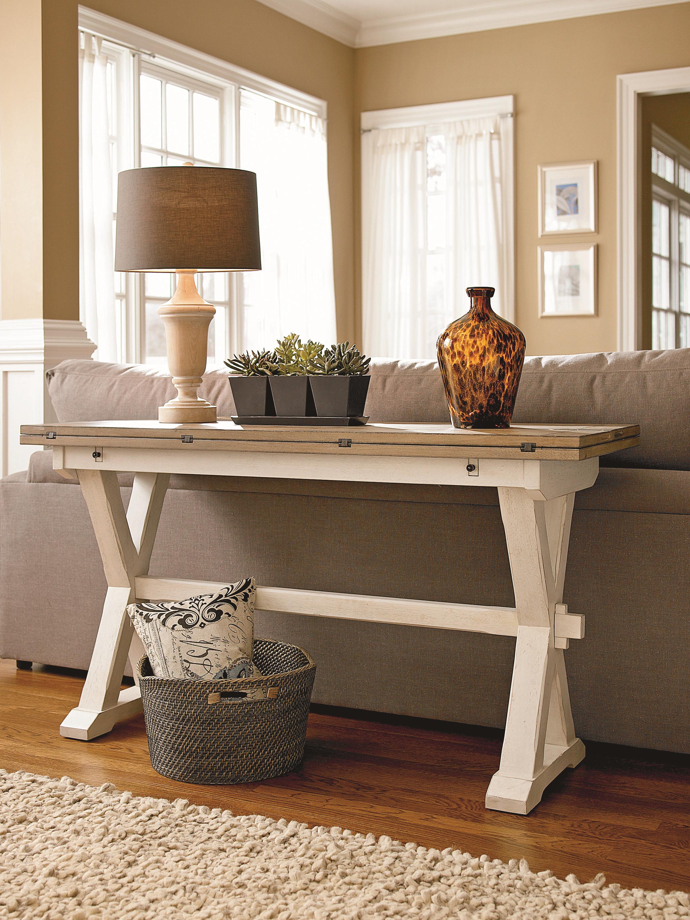 White farmhouse sofa outlet table